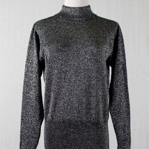 Merino Wool and Gold Lurex Sweater Mock Neck Wool Lurex Sweater